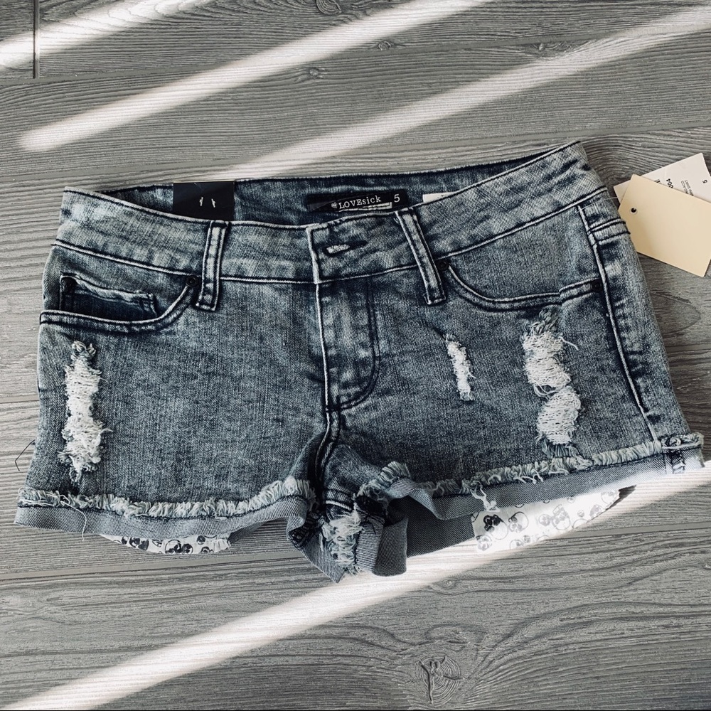 Love Sick Shorts with Skulls